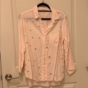 Pink Bella Dahl top with rose gold polka dots